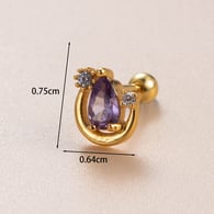 Purple / 1 Piece Simple Series Classic Droplet Copper  Gold Color Material Zircon Women's Stud Earrings Picture3